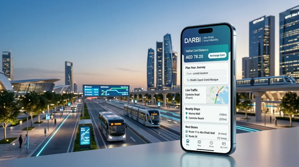 Smartphone displaying smart transport
