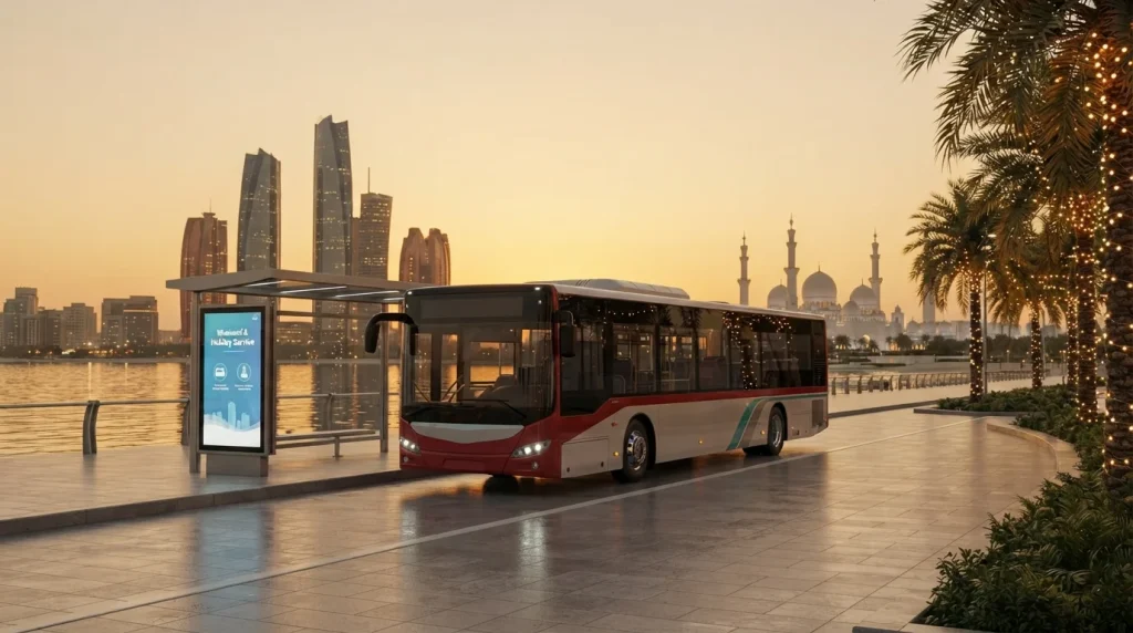 Bus at waterfront Abu Dhabi