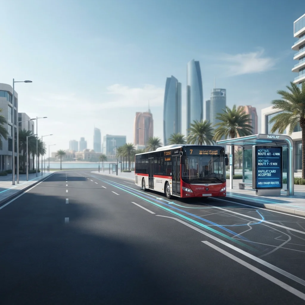 Bus traveling clean urban boulevard